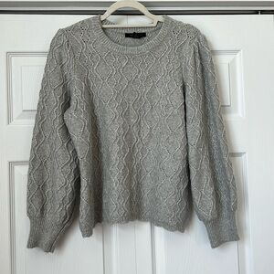 Tahari Gray Cable Knit Sweater
